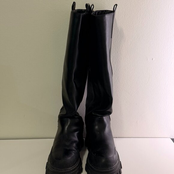 ASOS Knee-High Lug Boots With Pull Tabs - Picture 1 of 4